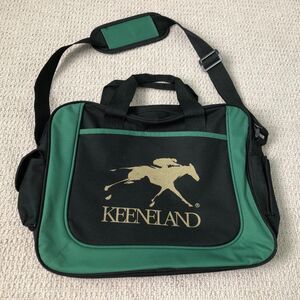 Keeneland Racetrack Laptop Bag Green Black Logo Pockets Horse Racing KY